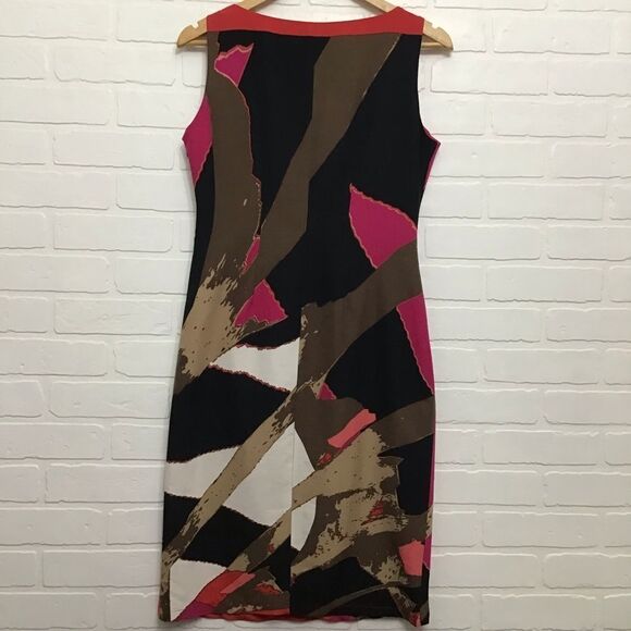 ANNE Klein sheath dress sleeveless pink black white office wear size 4 - Picture 3 of 12